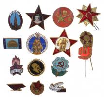 Szovjetunió 15db-os kitűző és jelvény tétel, közte Lenin gyermek korában T:1- Soviet Union 15pcs of badges and pins, including one with Lenin as a child C:AU