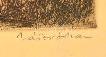 Zádor István (1882-1963):Balatonpart Szigligetnél. Rézkarc, papír, jelzett, üvegezett keretben, 25×3...