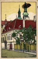 Wien, Heiligenkreuzerhof. Kilophot Wien Nr. A 109. Wiener Werkstätte style art postcard s: Franz Süsser (Rb)