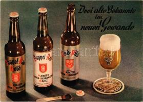 Drei alte Bekannte im neuen Gewande. Mainzer Aktien-Bierbrauerei / German Brewerys advertisement. So. Stpl