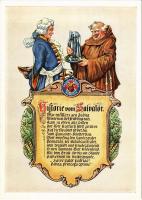 Historie vom Salvator. Paulaner Thomasbräu München / German beer advertisement. Art Nouveau, floral
