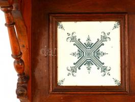 Régi fa fürdőszoba polc, 2 db csempe berakással, 51×18×30 cm