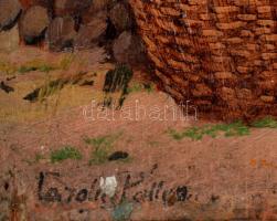 Pállya Carolus (1875-1930): Gyümölcsárus. Olaj, falemez, jelzett, 16×11 cm