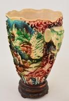 5 db dekoratív keleti műgyanta tárgy: szobrok, gyertyatartók, kaspó, kis kopásokkal, különböző méret...