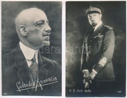 2 db RÉGI olasz híres ember motívumlap / 2 pre-1945 Italian famous people motive postcards: Gabriele DAnnunzio, Italo Balbo