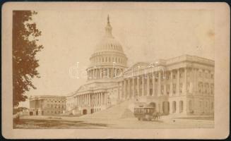 cca 1880 Washington a Képviselőház villamossal fotó / Washington Congress with tram photo 7x9 cm