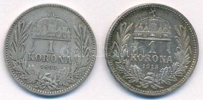 1895KB-1915KB 1K Ag "Ferenc József" (2x) T:1-,2- patina Adamo K5, K5.1