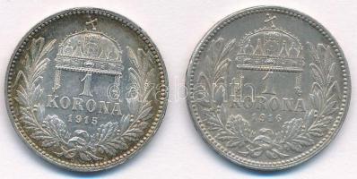 1915KB-1916KB 1K Ag "Ferenc József" (2x) T:1- patina Adamo K5.1