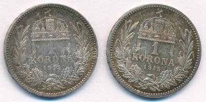 1915KB 1K Ag "Ferenc József" (2x) T:1- patina Adamo K5.1