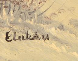 Lukács jelzéssel: Fagyos folyó. Olaj, vászon, keretben, 35×25 cm