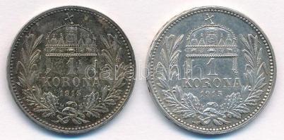 1915KB 1K Ag "Ferenc József" (2x) T:1- patina Adamo K5.1