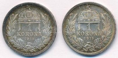 1915KB 1K Ag "Ferenc József" (2x) T:1- patina Adamo K5.1