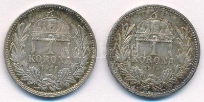 1915KB 1K Ag "Ferenc József" (2x) T:1- patina Adamo K5.1