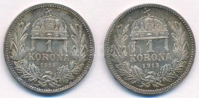 1915KB 1K Ag "Ferenc József" (2x) T:1- patina Adamo K5.1