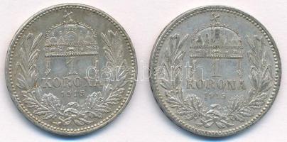 1915KB 1K Ag "Ferenc József" (2x) T:1-,2 kis patina Adamo K5.1