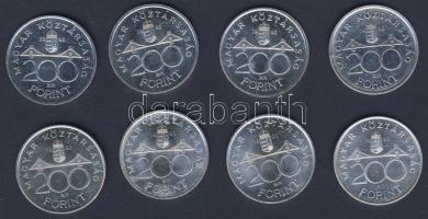 1992-94. 200Ft Ag "MNB" (8x) T:BU,2