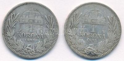1895KB 1K Ag "Ferenc József" (2x) T:2-,3 kis patina Adamo K5