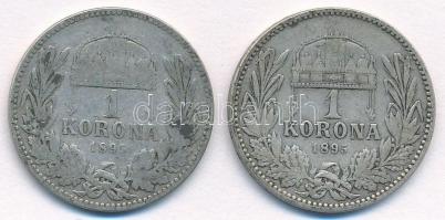 1895KB 1K Ag "Ferenc József" (2x) T:3 patina Adamo K5