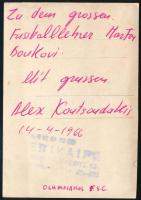 1966 Bukovi Márton futballista, edző, fotó, hátulján feliratozva, pecséttel jelzett, 10,5×7,5 cm