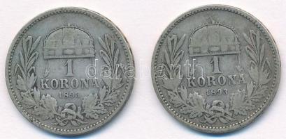 1893KB 1K Ag "Ferenc József" (2x) T:3 Adamo K5
