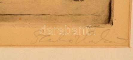 Szabó Vladimir (1905-1991): Festő, rézkarc, papír, jelzett, paszpartuban, üvegezett fa keretben, 31×...