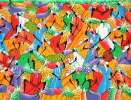 Antonio jelzéssel: Haiti gyümölcspiac, olaj, vászon, feltekerve, 89×67 cm