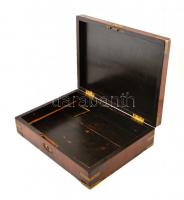 Párbajpisztoly doboza, mahagóni, réz szerelékekkel, kis sérülésekkel, 34×45×11 cm