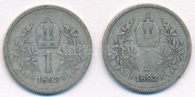 Ausztria 1893. 1K Ag "Ferenc József" (2x) T:3 ph.
Austria 1893. 1 Corona Ag "Franz J...