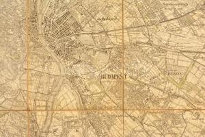 cca 1914 Budapest és környékének katonai térképe, vászontérkép, 53×52 cm