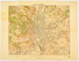 1940 Budapest és környékének katonai térképe, kiadja: M. Kir. Honvéd Térképészeti Intézet, 47×62 cm