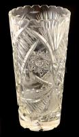 Ólomkristály váza, csiszolt, apró karcolásokkal, jelzés nélkül, m: 22 cm