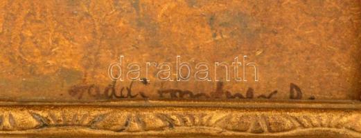 Olvashatatlan jelzéssel: Pecázó a csónakban. Olaj, karton, keretben, 30×40 cm