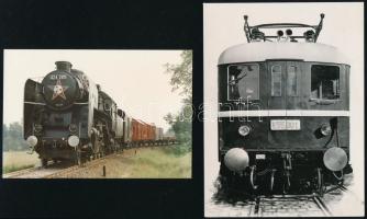 Régi mozdonyok, 4 db modern előhívás, 9×13 cm