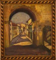Sándor jelzéssel: Boltíves kapu. Olaj, vászon, keretben, 34×31 cm