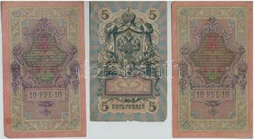 Orosz Birodalom 1909-1912. (1909) 5R + 25R Szign.: Konshin + 1912-1917. (1898) 1R + (1909) 10R (2x) ...