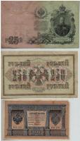 Orosz Birodalom 1909-1912. (1909) 5R + 25R Szign.: Konshin + 1912-1917. (1898) 1R + (1909) 10R (2x) ...