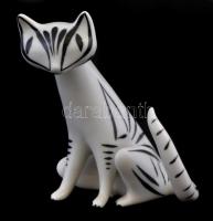 Hollóházi porcelán cica, kézzel festett, hibátlan, m: 8 cm