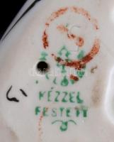 Hollóházi porcelán cica, kézzel festett, hibátlan, m: 8 cm