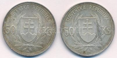 Szlovákia 1944. 50K Ag "Függetlenség 5. évfordulója" (2x) T:1- patina, ph.
Slovakia 1944....