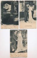 26 db RÉGI fekete-fehér szerelmes romantikus motívumlap párokkal / 26 pre-1910 black and white roman...