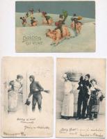 3 db RÉGI újévi üdvözlőlap kéményseprőkkel / 3 pre-1945 greeting motive postcards with chimney sweepers