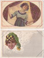 2 db RÉGI olasz művészlap / 2 pre-1945 Italian art motive postcards: T. Corbella and Colombo