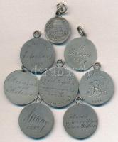 8db-os vegyes emlékmedállá alakított ezüstérme tétel, mindegyik füllel és gravírozással