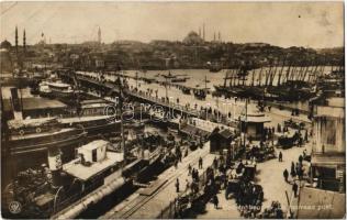 1921 Constantinople, Istanbul; Le nouveau pont / new bridge, port, steamships (EK)