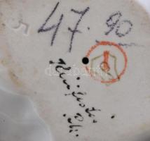 Drasche porcelán kislány babával, kézzel festett, jelzett, kis kopásnyomokkal, m: 9 cm