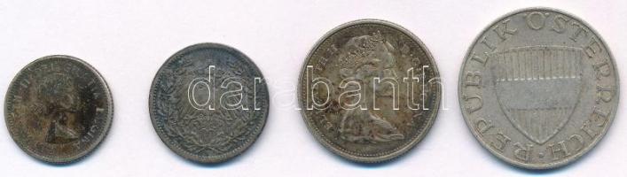 4db-os vegyes külföldi ezüstpénz tétel, közte Ausztria 1957. 10Sch Ag; Német Birodalom 1906A 1/2M Ag...