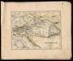 cca 1860 17 db színezett acélmetszetű térkép egy atlaszból. Egy sérült. 20x16 cm