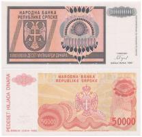 Bosznia-Hercegovina / Szerb Köztársaság / Banja Luka 1993. 10.000.000.000D + 50.000D mindkettő sorsz...
