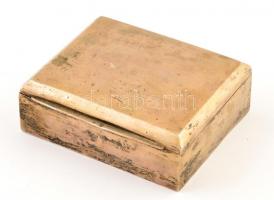 Ezüst(Ag) dobozka, fa betéttel, jelzett, 10×8×3,5 cm, bruttó: 179,3 g