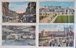 10 db RÉGI amerikai városképes lap albumban / 10 pre-1945 American (USA) town-view postcards in an album